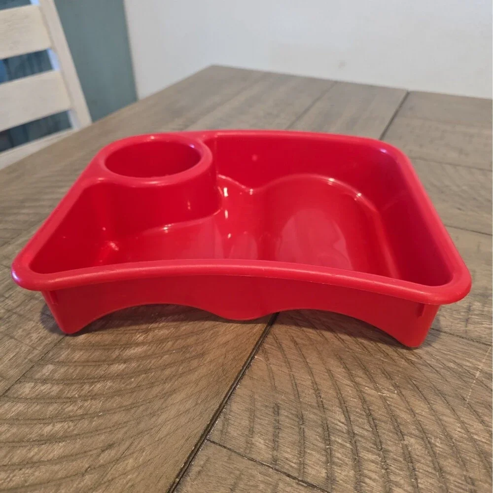 Buc-ees Red Kids Lap Snack Tray Cup Holder Organizer Car Camping Travel